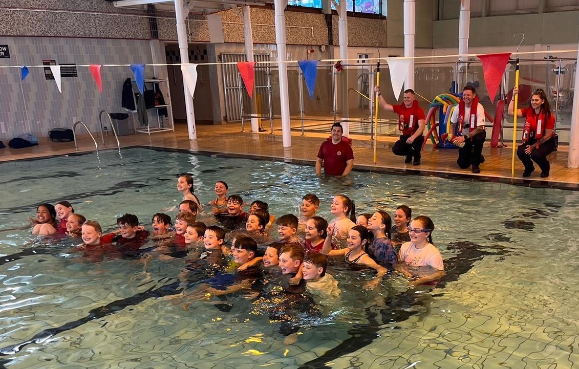Pupils from Culcheth Community Primary School learning techniques during Drowning Prevention Week.